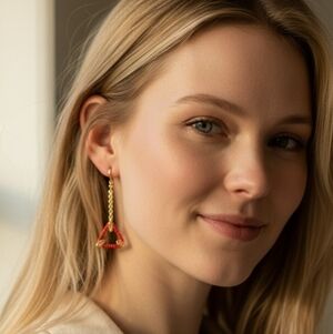 NWT Elegant Red and Black Handmade Beaded Earrings